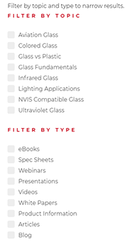 Resources are filterable by topic area and type of content. 