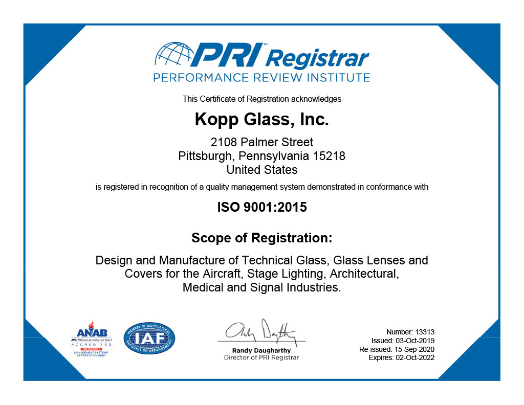Kopp ISO 9001 2015 Certificate