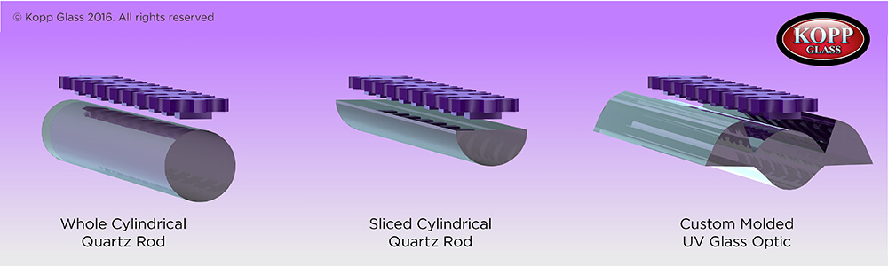 Comparison of UV glass optics and quartz rods